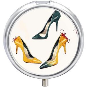 Hoge Hak Schoenen Pillendoos Waterdichte Draagbare Geneeskunde Pil Case Vochtbestendige Metalen Reizen Pillendoos met 3 Compartimenten Geneeskunde Case