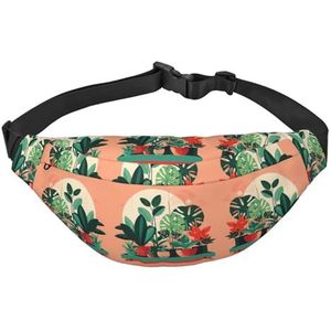 Groene Turtleback Heuptas, Crossbody tas, Heren & Dames Hardlopen, Wandelen, Bergbeklimmen, Reizen, Gym, Fitness Fietsen, Groene potplanten voor binnen, Eén maat