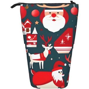 Evengigy Merry Christmas Print Leuke Etui met Rits Verstelbare Stand Potlood Houder Grappige Make-up Tas, Zwart, Eén maat, Tas Organizer
