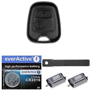 Auto sleutel afstandsbediening behuizing 1x + 1x VA2 blanco + 2x microprobe + 1x CR2016 batterij geschikt Citroen C1 C2 C3 Peugeot 107 Toyota Aygo