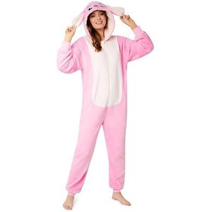 Disney Onesie Dames - Stitch Pyjama uit één Stuk - Eeyore, Minnie, Maleficent Pyjama Onesie - Maten S-XXL (Roze Angel, L)