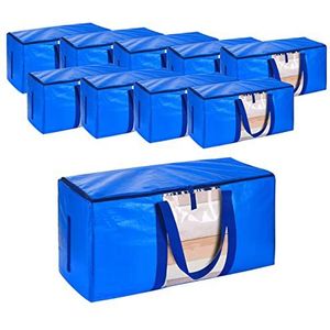 1 Pack 1 Pack 96L Extra Grote Duffle Bag Lichtgewicht met Upgrade Rits en Zichtbaar Venster, Reisplunjezak Opvouwbaar voor Mannen Vrouwen, Nylon Bagagetas, Duurzaam & Waterbestendig, Blauw, 10pcs