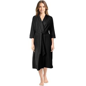NY Threads Luxueuze Dames Ochtendjas | Superzachte Katoenen Gebreide Badjas | Lichtgewicht Badjas, Lounge Wear en Nachtkleding voor het hele Seizoen | Perfect Cadeau voor Dierbaren (X-Large, zwart)