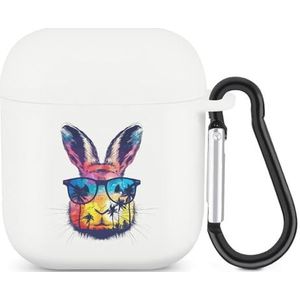 Schattig Bunny Konijn Kokosboom Leuke Case Voor AirPods 2&1 Schokbestendige Beschermende Hoofdtelefoon Gevallen Cover Met Sleutelhanger Voor Mannen Vrouwen
