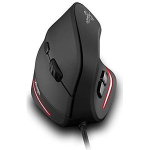 Zelotes Verticale Ergonomische Muis,3200 – 2400 – 1600 – 1000DPI,6 Toetsen USB Bekabeld Muis,Computer Muis Mouse voor PC,Mac,Zwart