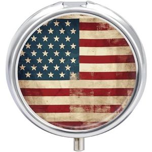 Draagbare Pillendoos Pil Case Vintage Amerikaanse VS Vlag Reizen Pillendoos Kleine Pil Case Dagelijkse Pil Container Pil Organizer Pocket Geneeskunde Doos Leuke Pil Case
