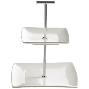 Maxwell & Williams JX250118 East meets West etagère, serveerbord, 2 verdiepingen, in geschenkdoos, porselein/metaal