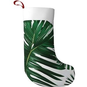 WOmeng Groene Palmbladeren Print Meisjes En Jongens Kerst Kous Sneeuwpop Kerstman Kerstboom Home Decor Party Sok
