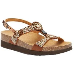 Scholl, Dames teenslippers met bovenmateriaal van stof, meerkleurig, Bruin, 38 EU