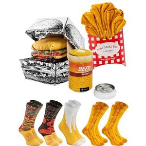 Rainbow Socks - Heren-damessokken Meal Socks Box cadeau - 5 paar - hamburgers friet bier - maat 36-40, Meerkleurig, 36-40 EU
