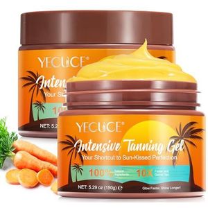 Tanning Gel 150 g, intensieve bruiningscrème, snel bruinen, wortel-bruiningsgel, zelfbruining, gel voor gezicht en lichaam, je afkoeling voor de perfecte zongekust