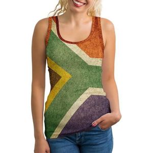Vintage Zuid-Afrika Vlag Vrouwen Tank Top Mouwloos T-Shirt Trui Vest Atletische Basic Shirts Zomer Gedrukt