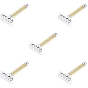 5 set Klassieke Handmatige Veiligheidsscheermessen Dubbele Rand Scheerapparaat voor Mannen Dagelijks Scheren Goud 10 X 4.4 X 2.5 cm