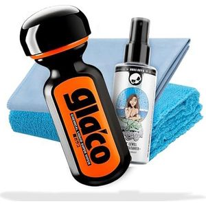 detailmate Ruitafdichtingsset voor auto en douche, lotuseffect: Soft99 Ultra Glaco glasverzegeling 70 ml + autoruiten glasreiniger 100 ml + ruiten-microvezeldoek + zachte polijstdoek