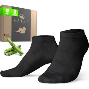 PAIXX Set van 8 paar hoogwaardige bamboe sportsokken - 43-46 en 39-42 - Voor dames en heren - Ademend en antibacterieel - Tegen zweet - Bamboesokken, Zwart, 43-46 EU