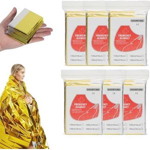 YADOBIG 6 Stuks Reddingsdeken 160x210cm Nooddeken Goud Zilver Waterdicht Winddicht Herbruikbaar voor Outdoor Wandelen Overleven