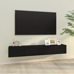 Prolenta Premium - Meubels TV muur 2 stuks multiplex zwart 100x30x30cm