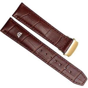 dayeer Vrije tijd zakelijke koe lederen armband voor MAURICE LACROIX horlogebanden Echt lederen horlogeband met vouwgesp (Color : Brown gold buckle, Size : 26mm)