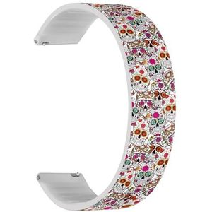 RYANUKA Solo Loop band compatibel met Ticwatch Pro 3 Ultra GPS/Pro 3 GPS/Pro 4G LTE / E2 / S2 (Halloween Sugar Skulls) Quick-Release 22 mm rekbare siliconen band band accessoire, Siliconen, Geen