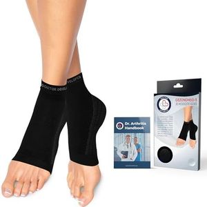 Medische koper compressie enkel sleeve - uniseks enkelbrace - enkel compressiesokken - steun bij fasciitis plantaris en joggen, met gids - (Zwart, S)