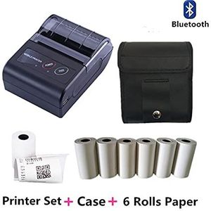 Handbediende Printer, 58mm Bluetooth Pocket Draagbare Thermische Ontvangst Printer Mini Draadloze Notes Telefoonprinter Altijd Afdrukken(Add Case)