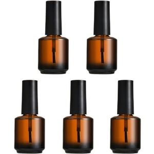5PCS 15ml/0.5oz Lege Ronde Amber Glas Nagellak Fles Potten met Zwarte Borstel Cap Steekproef Container Flek Pot voor Nail Art Steekproef