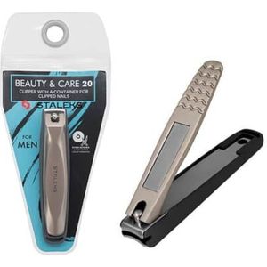 STALEKS PRO Beauty & Care Nagelknipper voor mannen, met nagelvijl en opvangbak, 20 stuks