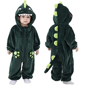Doladola Unisex Kids & Peuters Kostuum Outfit Baby Jongens Meisjes Flanel Animal Hooded Rompertjes Jumpsuit(donkergroene haai, 6-12 maanden)