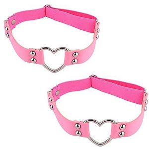 Outman 2Pcs Verstelbare Punk Rock Dij Kousenband Hart Been Kousenband Riemen Voor Feesten Muziek Festival, roze, Adjustable