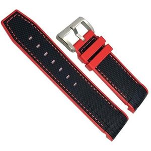 INSTR Fluororubber rubberen waterdichte horlogeband voor Blancpain 5000 5015 Fifty Fathoms horlogeband voor Citizen (Color : Black Red, Size : 23mm)