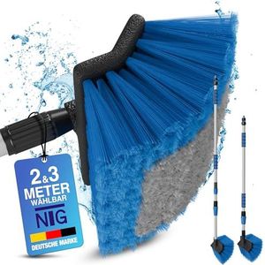 NTG Wasborstel, autowasborstel, telescopische wasborstel in 2 en 3 meter variant met tuinaansluiting en interne watergeleiding, raamreiniger (tot 2 meter)