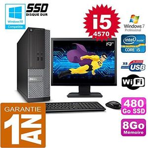 Dell PC 3020 SFF Core I5-4570 RAM 8 GB harde schijf 480 GB SSD WiFi W7 display 19 inch (gereviseerd)