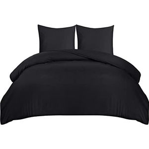 Utopia Bedding Dekbedovertrek Set - Zachte Microvezel Dekbedovertrek 155x220cm met Kussenslopen 80x80cm - Beddengoed Dekbedovertrek Set - Zwart