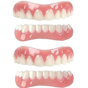 Siliconen kunstgebit Instant fineer Boven- en onderprothese Cosmetische natuurlijke schaduw Prothese Tanden Smile Prothese Comfortabele uitneembare gebitsprothese,2pair