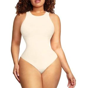 Bodysuit for Women Tummy Control Shapewear Racerback Top Fajas Reductoras Thong Sculpting Body Shaper (Color:White,Size:3XL)