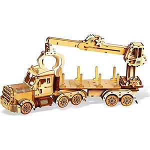 Houten modellen, 3D houten puzzel DIY-modelbouwpakketten, vrachtwagenpuzzel for volwassenen Modelbouwpakket-cadeau for verjaardag/vaderdag (kleur: Shotgun Rubber Band Gun)(Color:Transformers Crane)