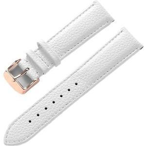 YingYou Lederen Band Dames Zacht Leer Lychee Graan Koeienhuid Horlogeband Heren Waterdicht 14 16 18 Mm Horlogeketting Accessoires (Color : White rose buckle, Size : 16mm)