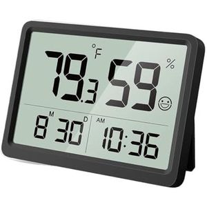 LCD Temperatuur Vochtigheidsmeter Digitaal Automatisch Elektronisch Binnen Buiten Kas Babykamer Thermometer Hygrometer Klok Nauwkeurige Monitor