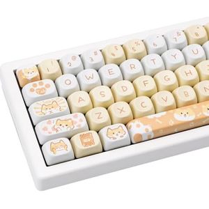 COOMICKEY PBT Keycaps 132 Leuke Keycaps Dye-Sublimatie Kawaii Corgi Puppy Keycaps Set MOA Profiel voor Cherry Gateron MX-toetsen, mechanische toetsenborden