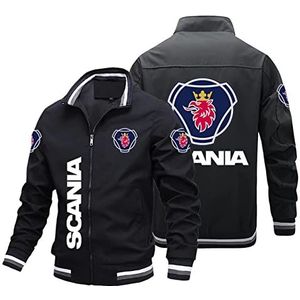 Heren Full Zip Jacket Voor Scania Print Unisex Dunne Jas Motorfiets Winddicht Bovenkleding Sportwear Lichtgewicht Tops Tieners Cadeau Met Zakken-black||L