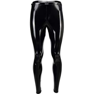 Vantissimo Leren leggings voor heren, made in Germany, in zilver metallic, glanzend lederhoselook, kunstleer, nauwsluitend stretchbroek, Silver Meggings Wetlook Leggins Streetwear, zwart-lak, S