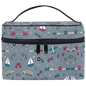 Trein Voertuig Cartoon Grijs Cosmetische Tas Organizer Rits Make-up Tassen Pouch Toilettas voor Meisje Vrouwen