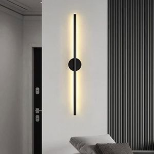 LED Lange Strip Wandlampen, Moderne Eenvoudige Aluminium Opgemonteerde Binnennachtskastje Decoratie Licht, Achtergrond Lineaire Blaker Lamp, Voor Slaapkamer Woonkamer Corridor Trappen,Black a,60CM