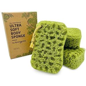 Spongentle Deep Cleansing Dual Texture Body Loofah Spons, vacuüm verzegeld, voor bad en douche, voor zachte en diepe peeling, royaal en rijk schuim, (Pack van 3)