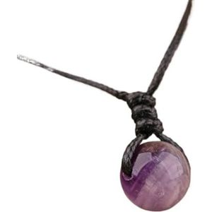 Women Labradorite Leather Necklace Fashion Amethyst Crystals Sphere Pendant Necklace Female Bohemia Jewelry (Color : Dream Amethyst)