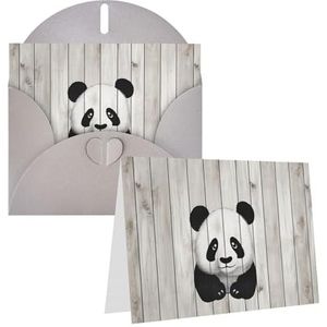Wenskaarten, witte houten panda, bedankkaarten met enveloppen, Happy Birthday-kaart, 10 x 15 cm, minimalistisch ontwerp, bedankbriefjes voor alle gelegenheden, verjaardag, bedankt bruiloft