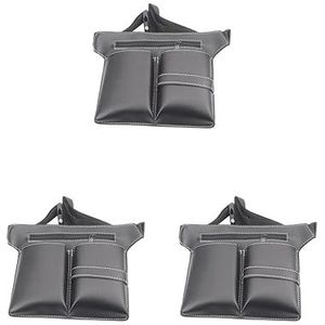 Haar Schaar Holster PU Leer met Taille Riem voor Kapper Haar Stylist, 3 set (zwart), 28x19cm, als beschrijving