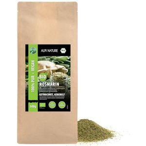 Biologische gedroogde rozemarijn, van gecontroleerde biologische teelt, glutenvrij, lactosevrij, laboratorium getest, veganistisch, 100% natuurlijk zonder toevoegingen, voor kruidenmengsels en rozemarijnthee (500 GR)