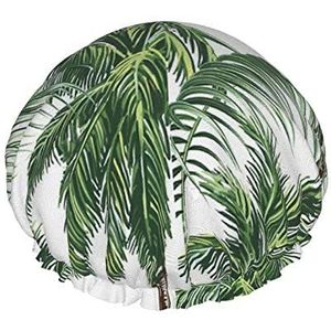 Douchemuts, palmbomen tropische bladeren dubbele waterdichte badmuts, elastische herbruikbare douchemuts, badmutsen slaapmutsje