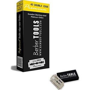 Doos met 40 dubbele messen voor veiligheidsscheermes en rechte koolsnijders verwisselbaar lemmet. ✮ BARBER TOOLS ✮